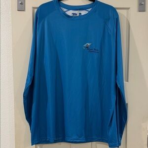 NWT World Wide Sportmans Blue Long Sleeve Performance Shirt with Fish